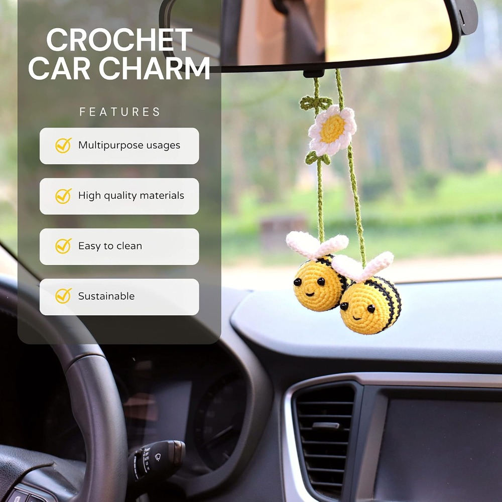 Pingente de abelha de crochê f - Car Accessories Mirror Hanging avaliação e preço